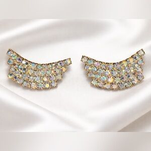 Vintage Aurora Borealis Rhinestone Shoe Clips - Mid-Century Glamour